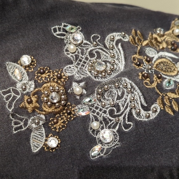 K.Jordan Black Washed Jeans Embellished Bling Size 14 - Picture 4 of 13